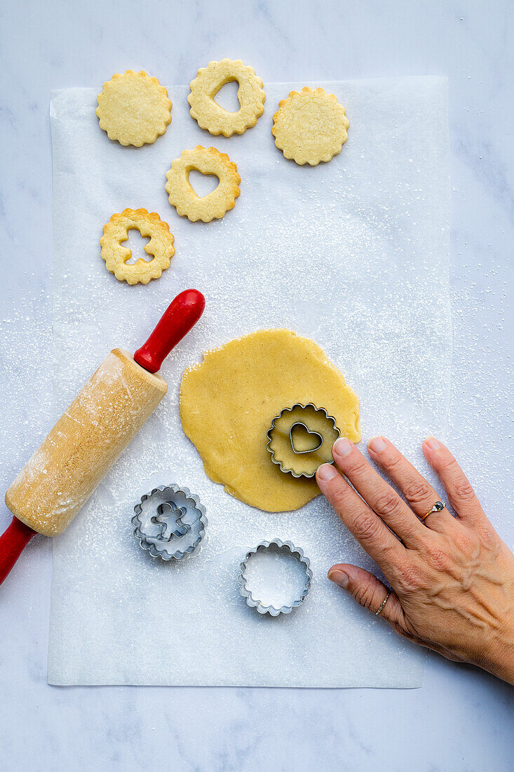 Preparing Linzer cookies