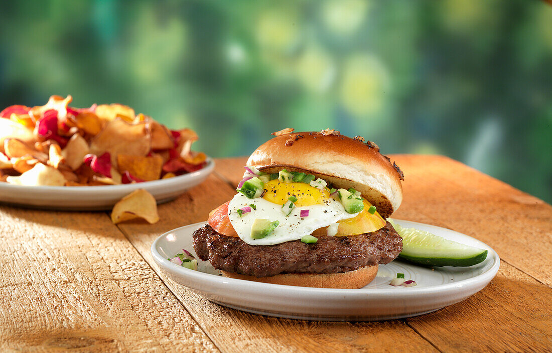 California sun burger with fried egg