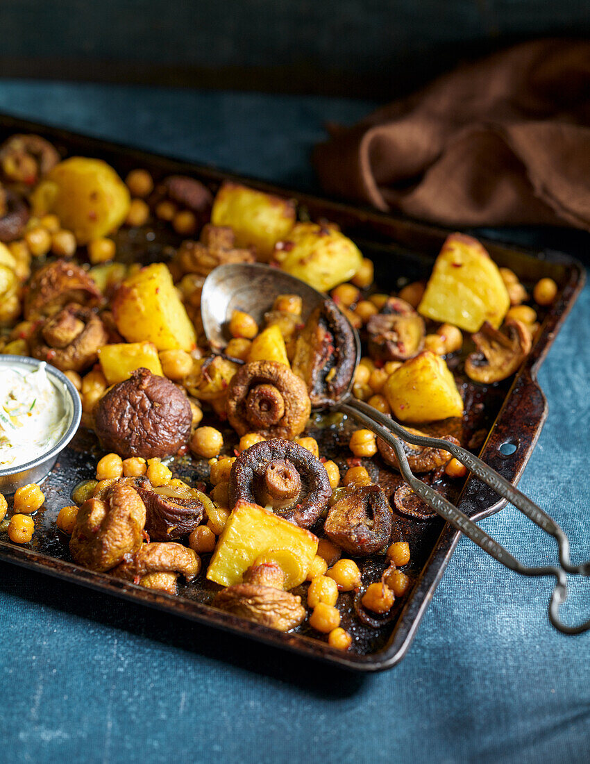 Yachni - Eastern mixed vegetables on a baking tray