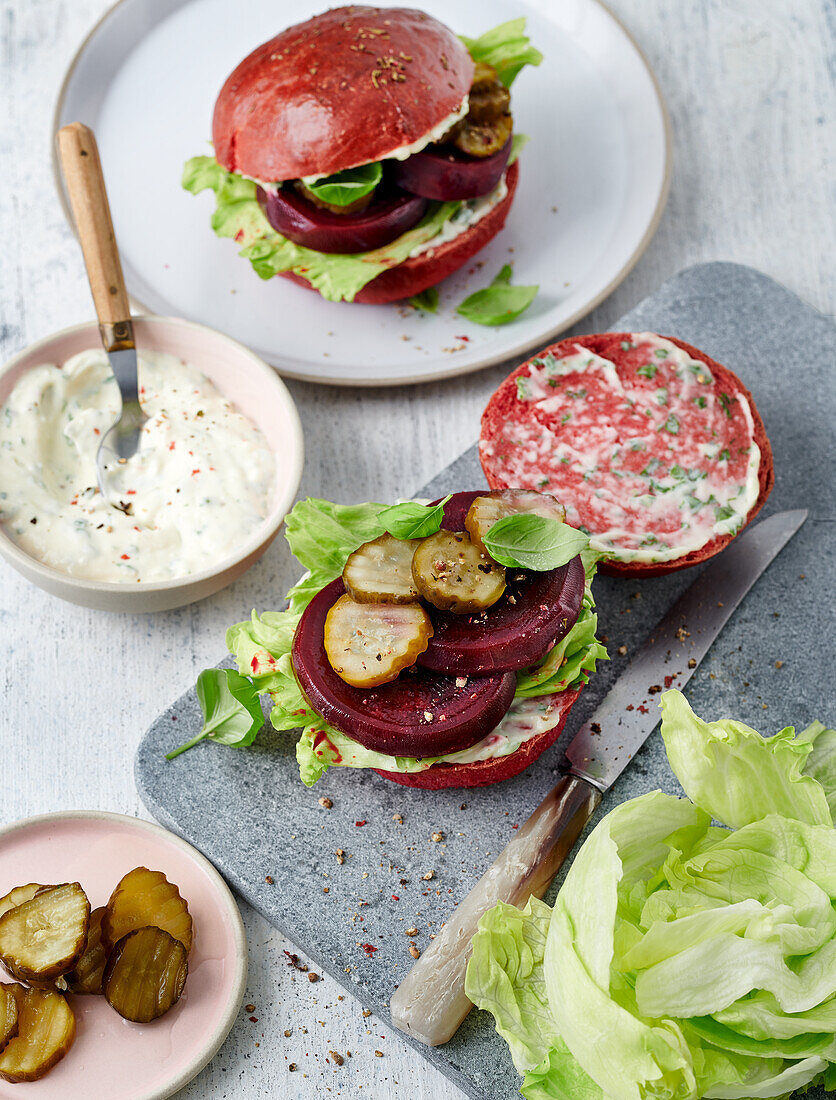 Beetroot burgers with rosemary