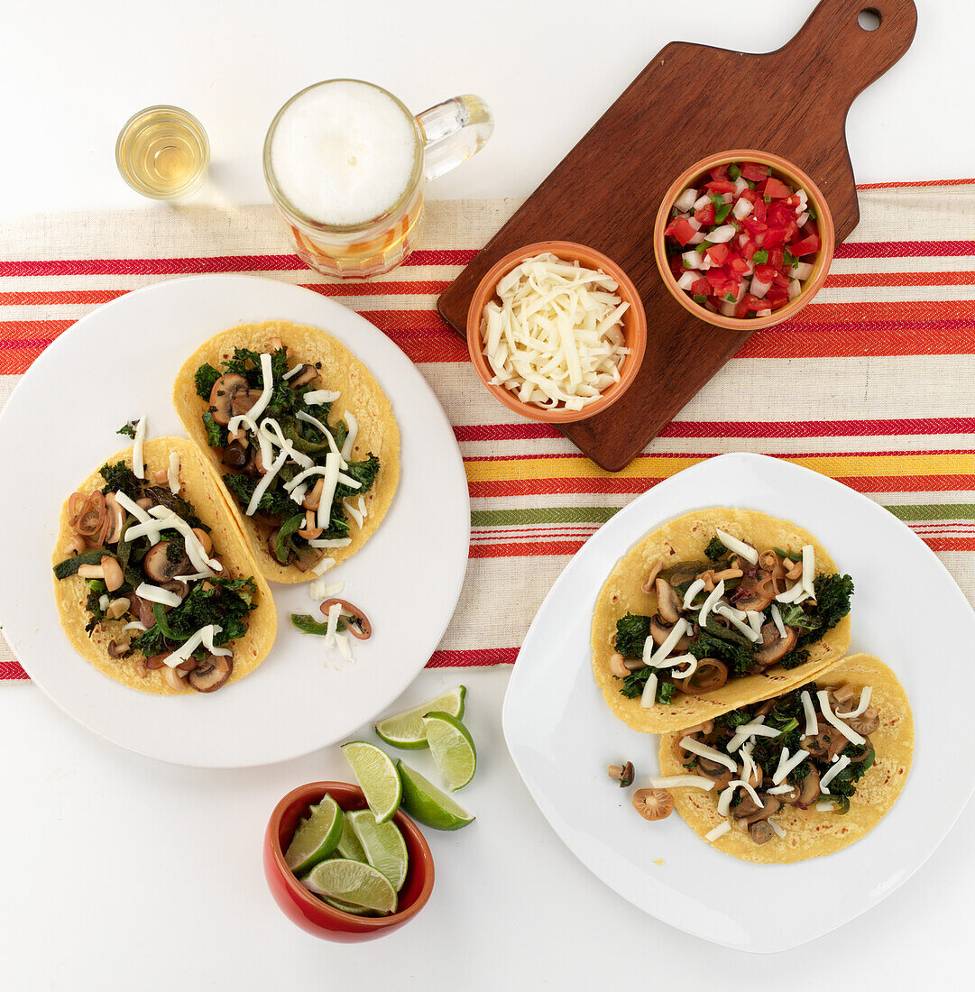 Mushroom and kale tacos