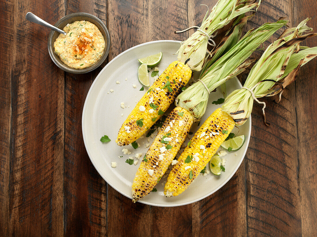 Grilled Corn with Queso and Cilantro