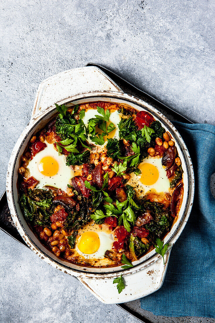 Easy egg and bean bake