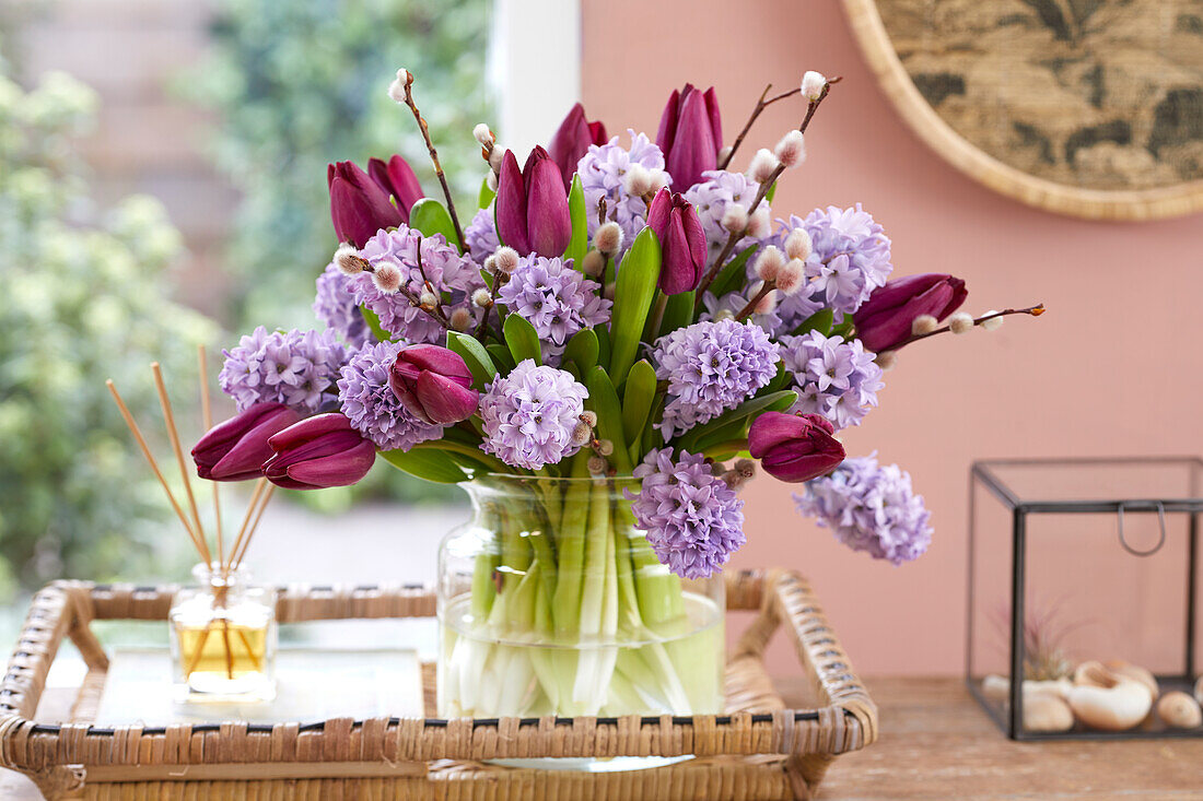 Hyacinthus Purple Star, Tulipa Bullit bouquet