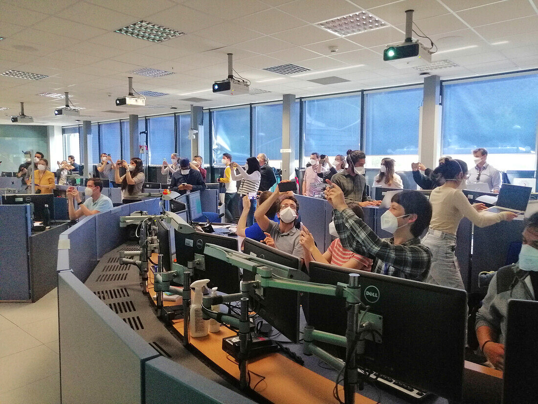 ATLAS control room celebrating, CERN
