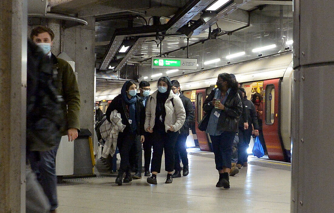 London Underground passengers wearing face masks