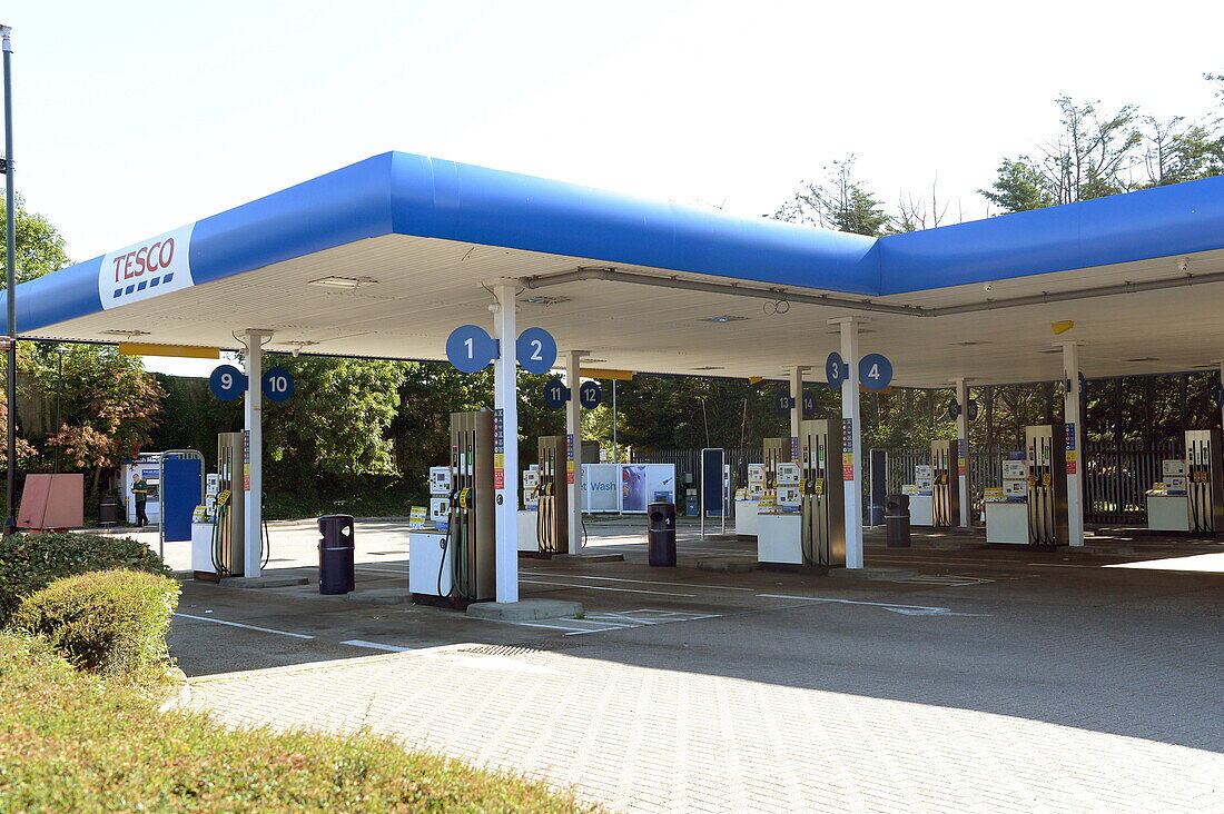 Empty petrol station, UK