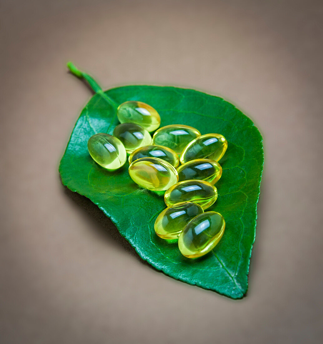 Pills on a leaf