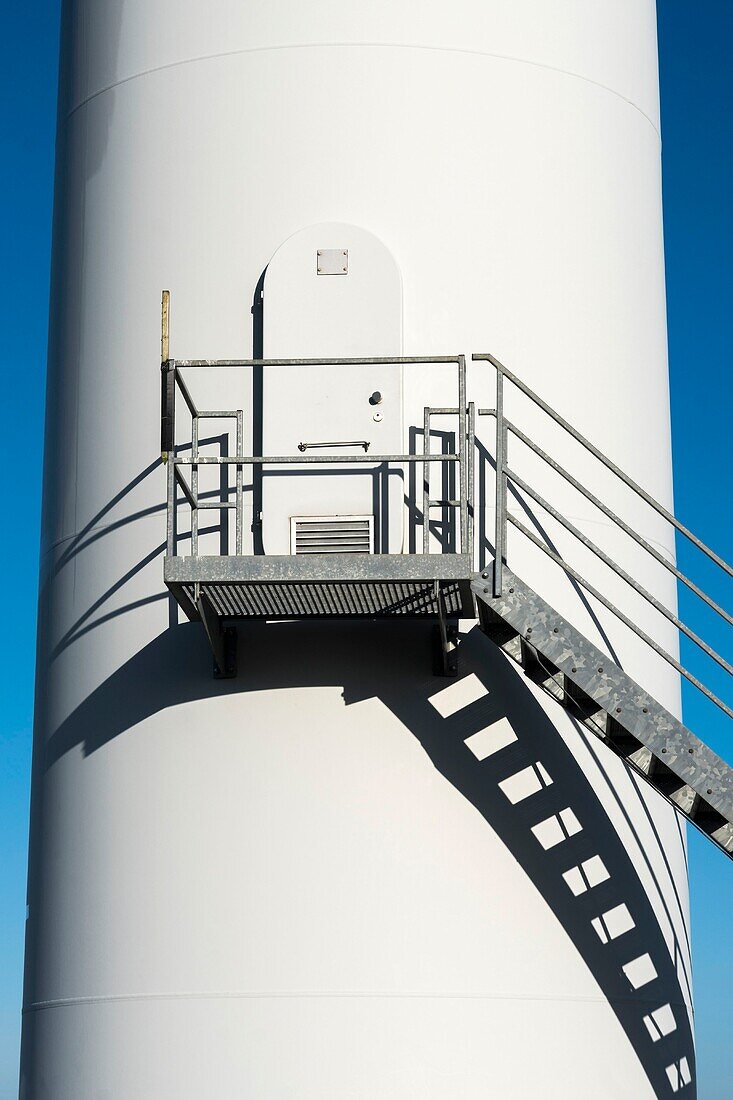 Metal stairs on wind turbine