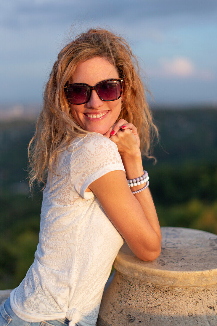 Young woman wearing sunglasses