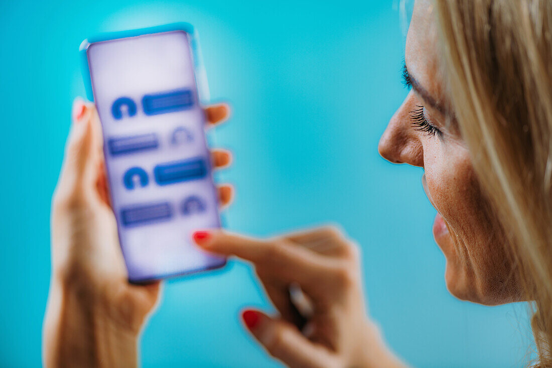 Customer using a chatbot on a smartphone