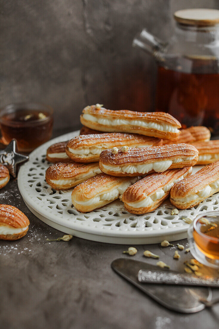 Eclairs with ermine frosting