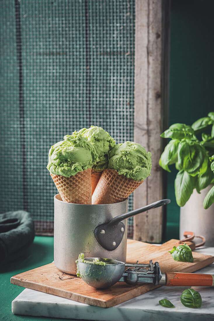 Basil ice cream