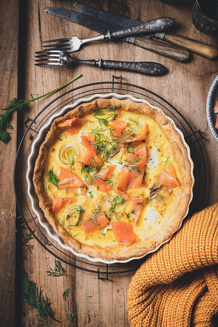 Lauch-Lachs-Tarte mit Dill