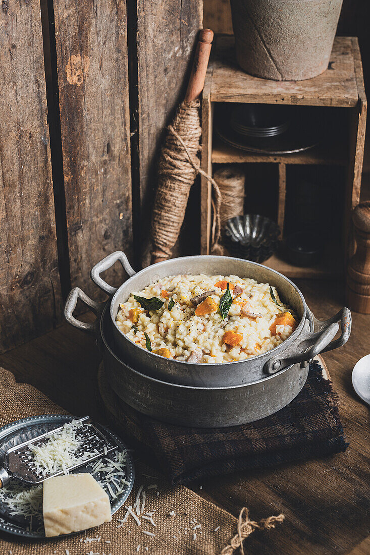Pumpkin Risotto with Bacon and Sage