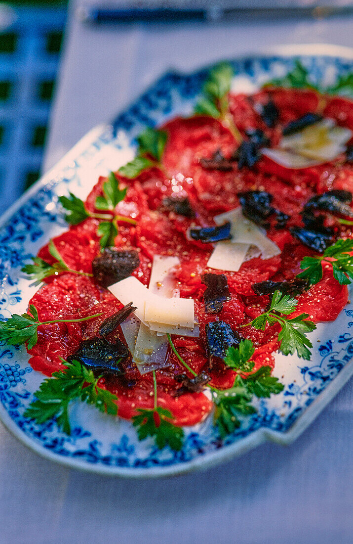 Beef carpaccio with truffles