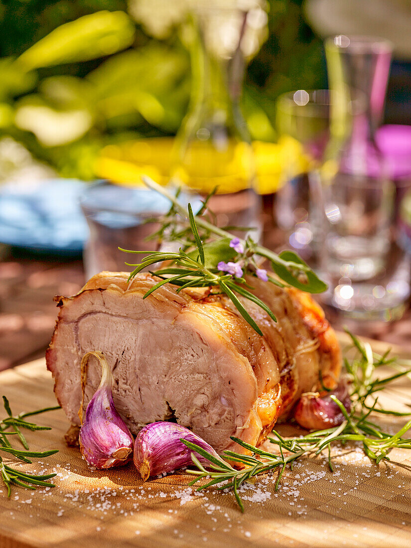 Pork roll with herbs and garlic