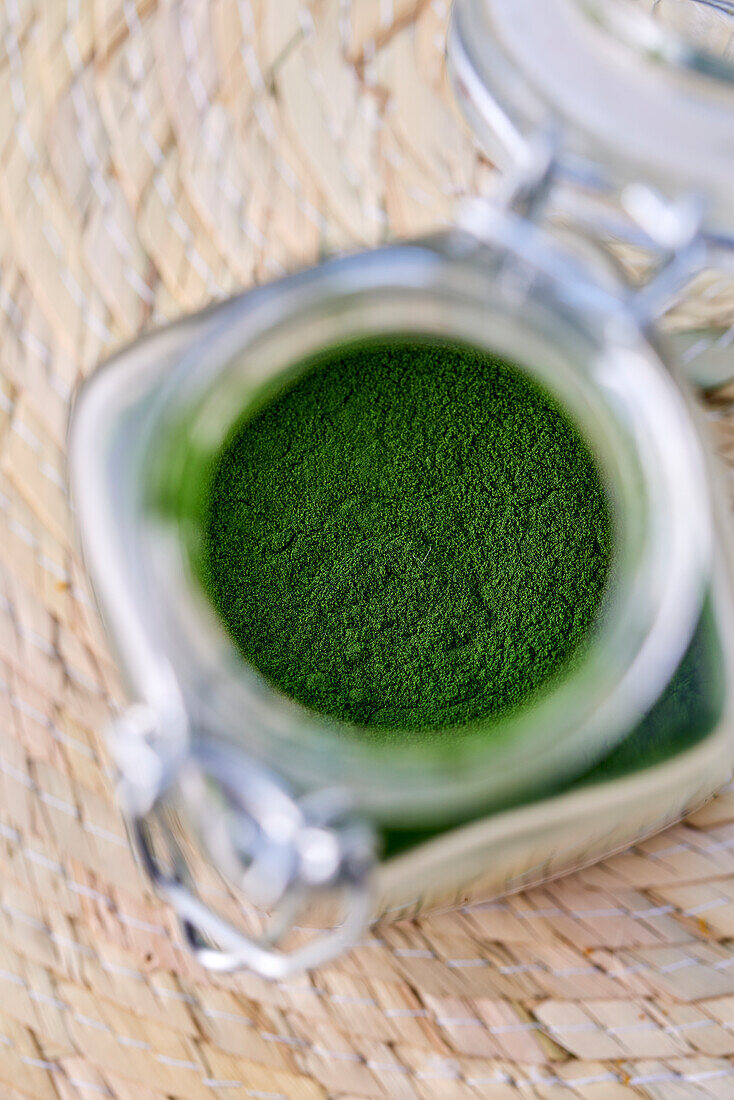 Spirulina in a jar