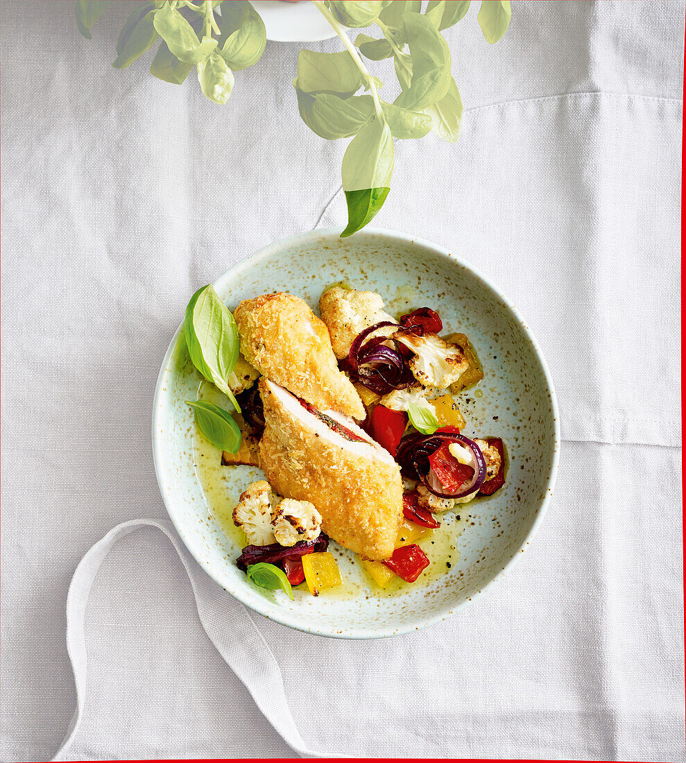 Crispy Chicken mit Paprika und Blumenkohl