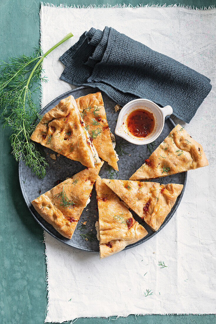 Focaccia mit 'nduja und wildem Fenchel