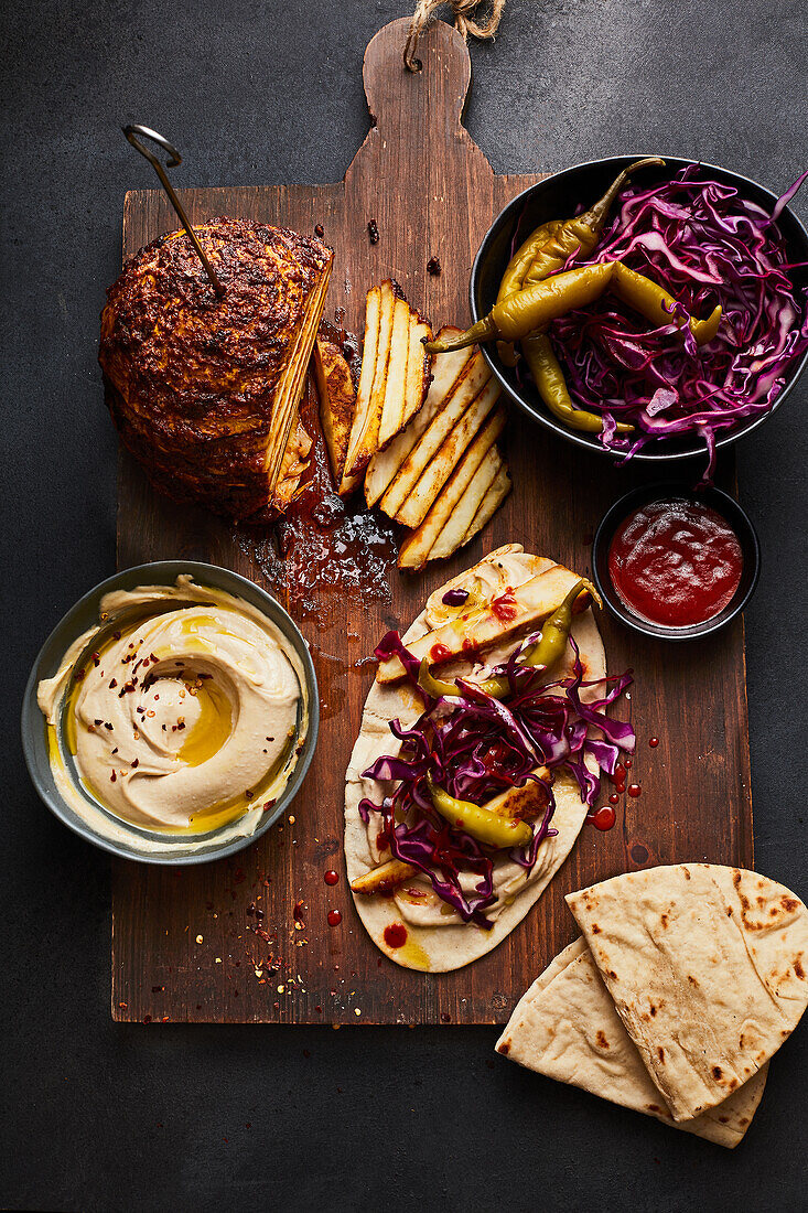 Shawarma with celeriac and red cabbage