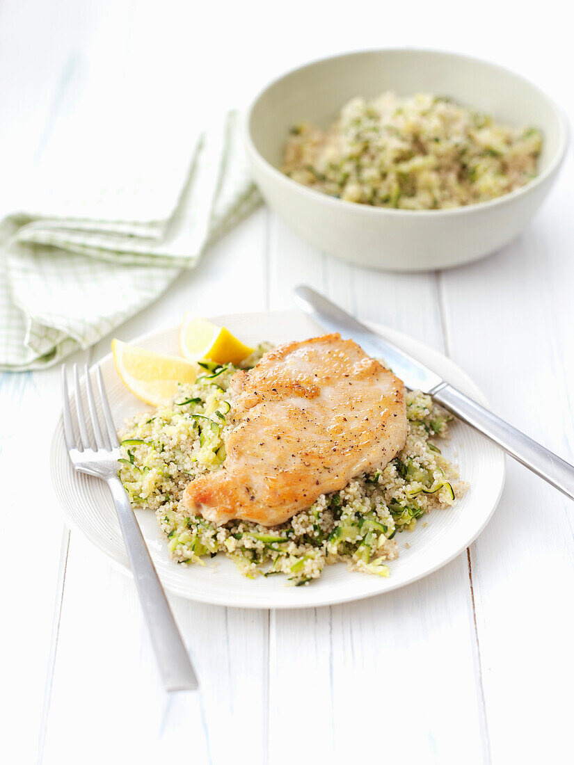 Chicken with lemon and courgette couscous