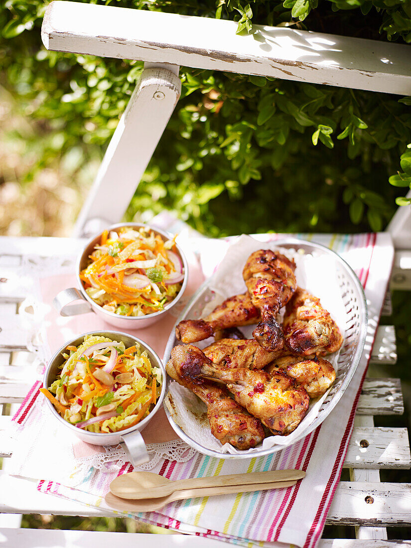 Fragrant Thai drumsticks and Oriental slaw