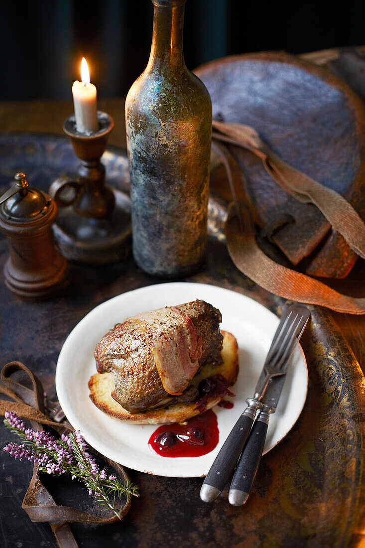 Roasted capercaillie