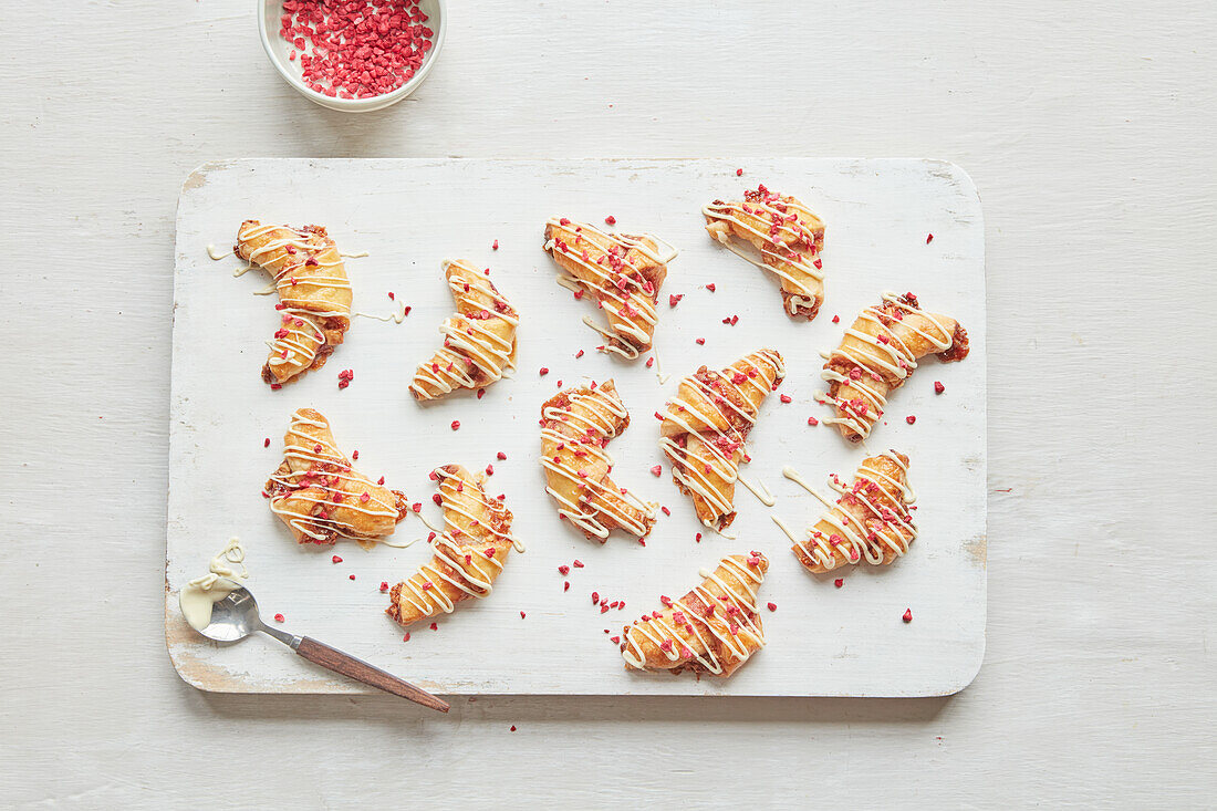 Raspberry rugelach with white chocolate