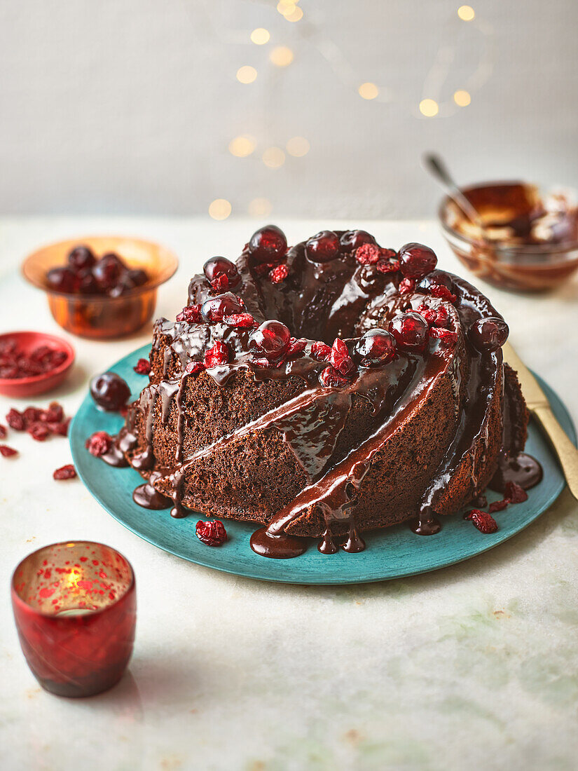 Chocolate bundt cake for Christmas