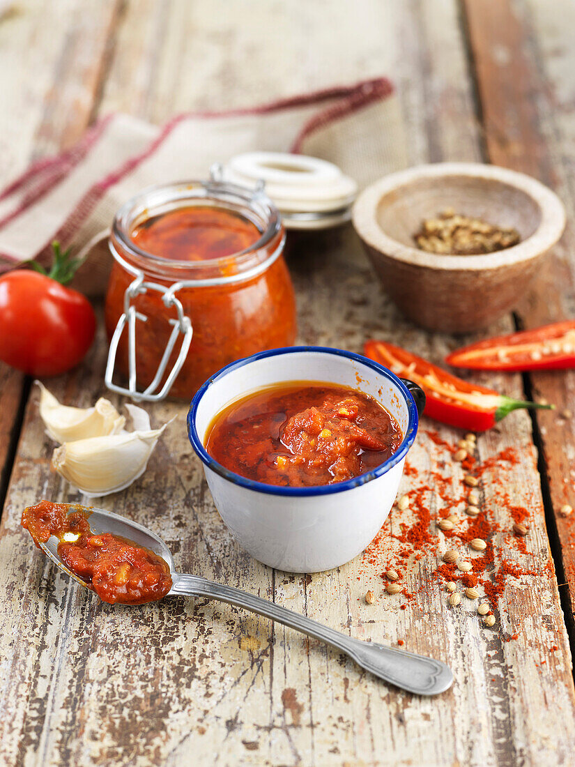 Homemade tomato and chilli harissa