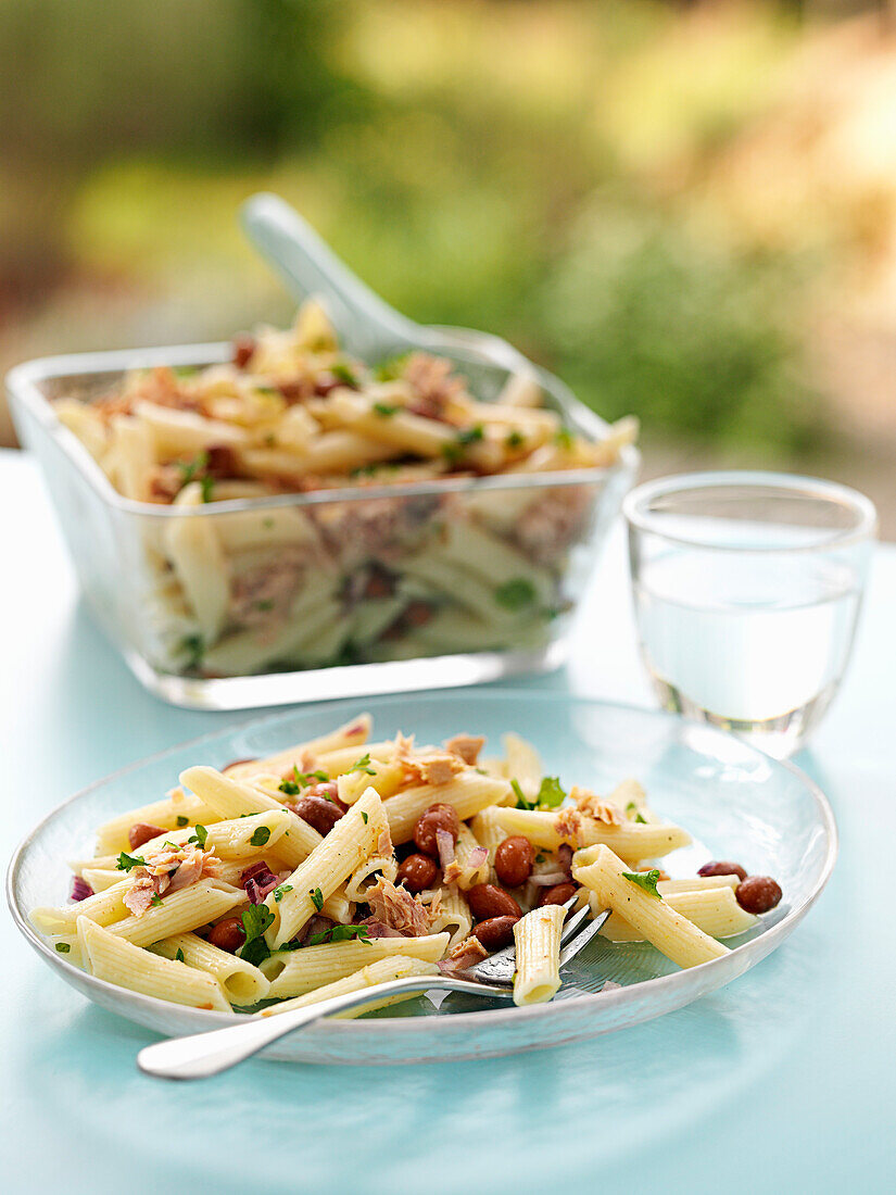 Tuna pasta salad with olives