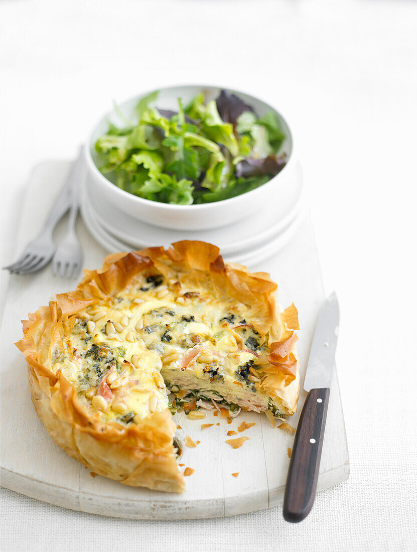 Bacon and blue cheese tart