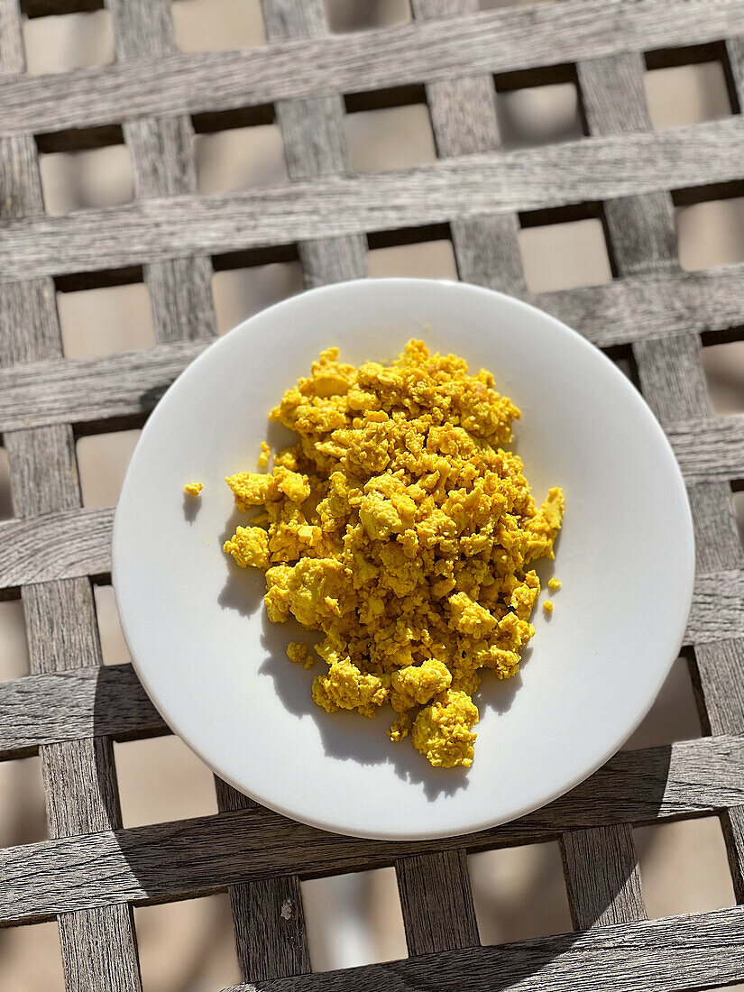 Scrambled tofu on plate