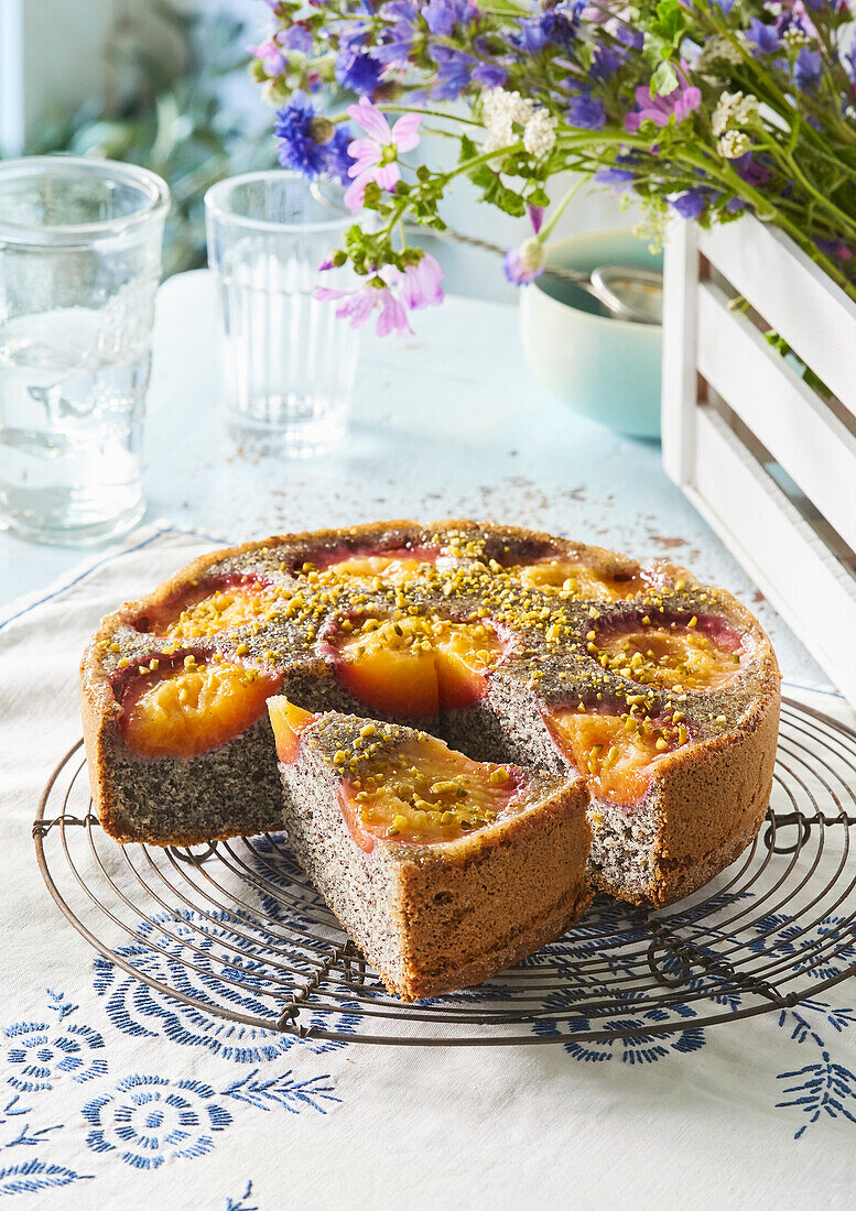 Poppy seed nectarine cake