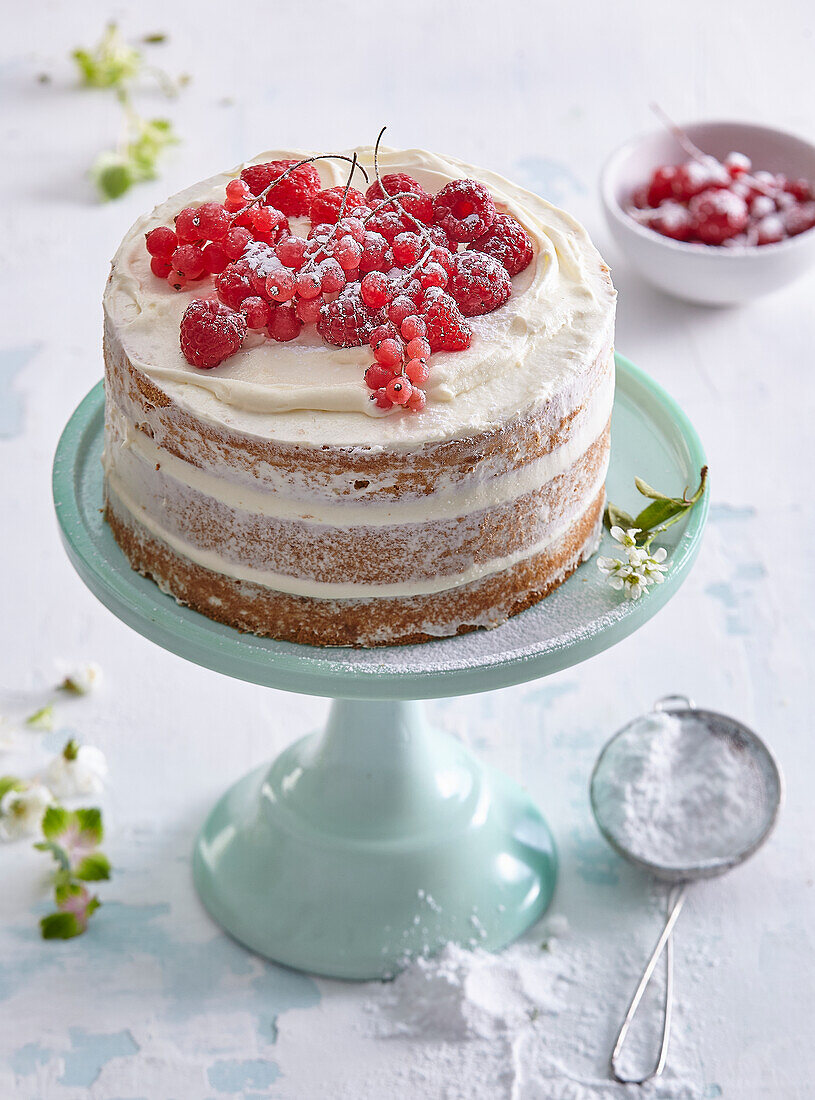 Naked Cake with Mixed Red Berries