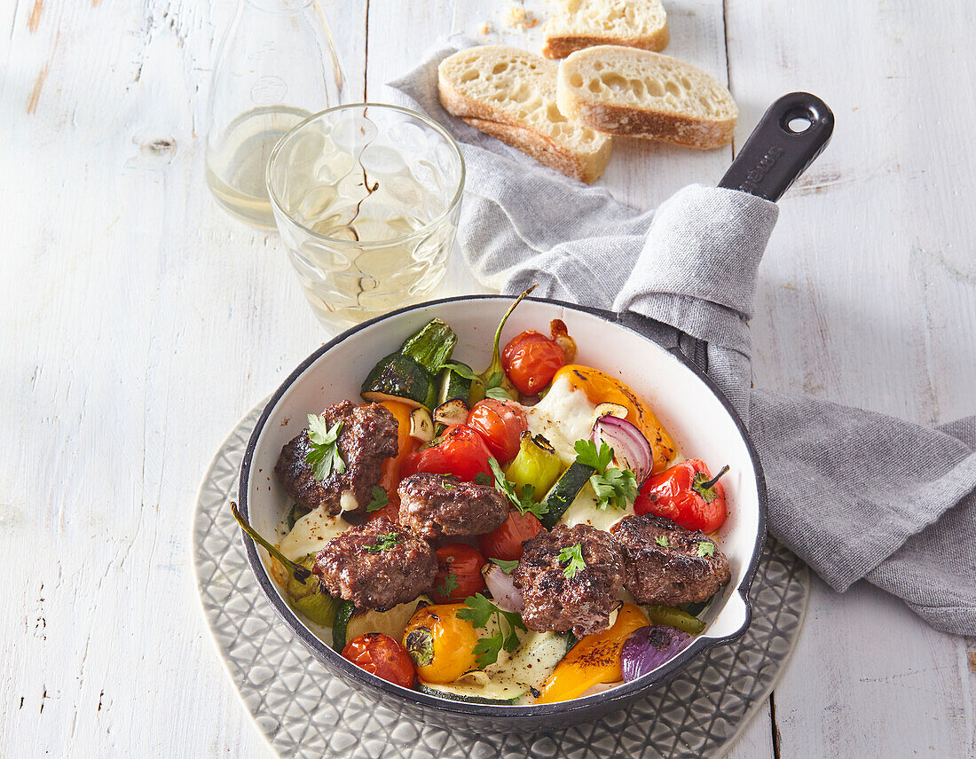 Beef meatballs with roasted vegetables
