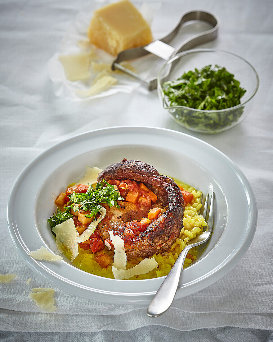 Ossobuco with risotto Milanese