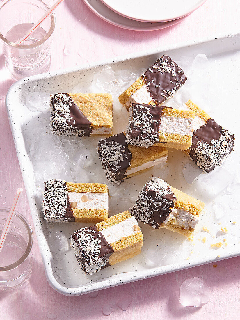 chocolate dipped ice cream cookie sandwiches