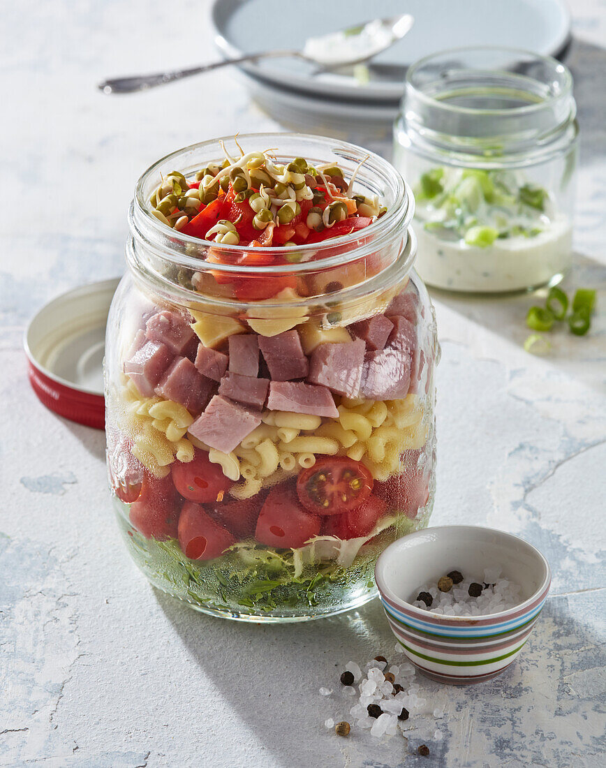 Pasta salad in a jar