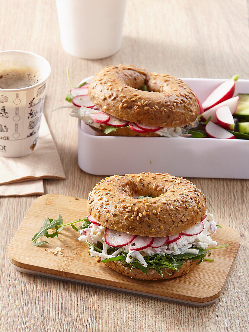 Bagel with radish spread