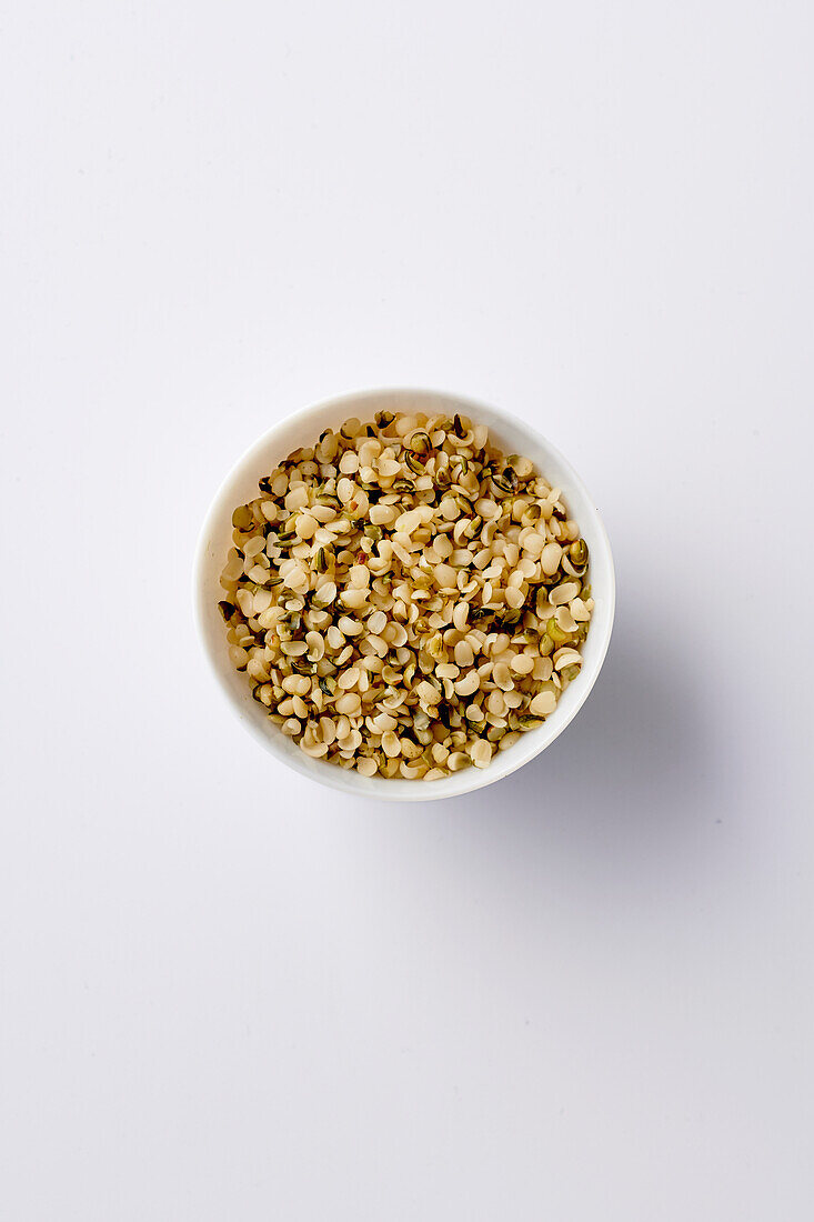 Hemp seeds in a small bowl