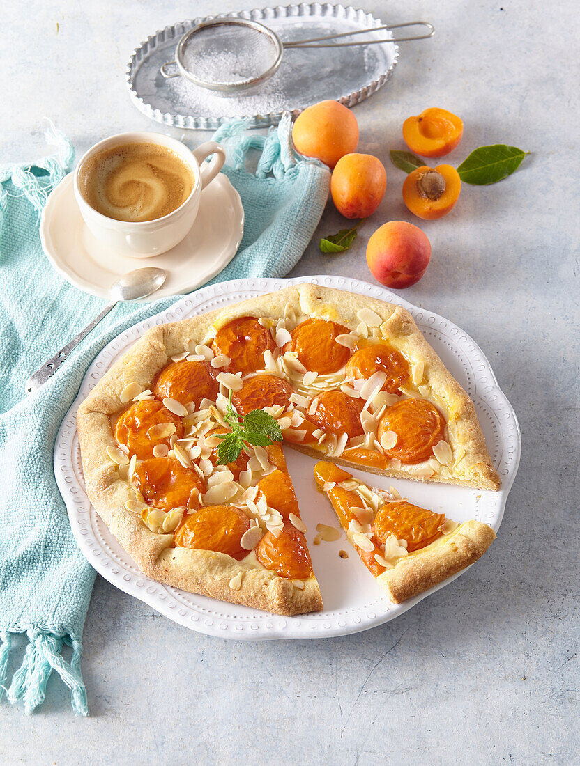 Galette with apricots and almonds