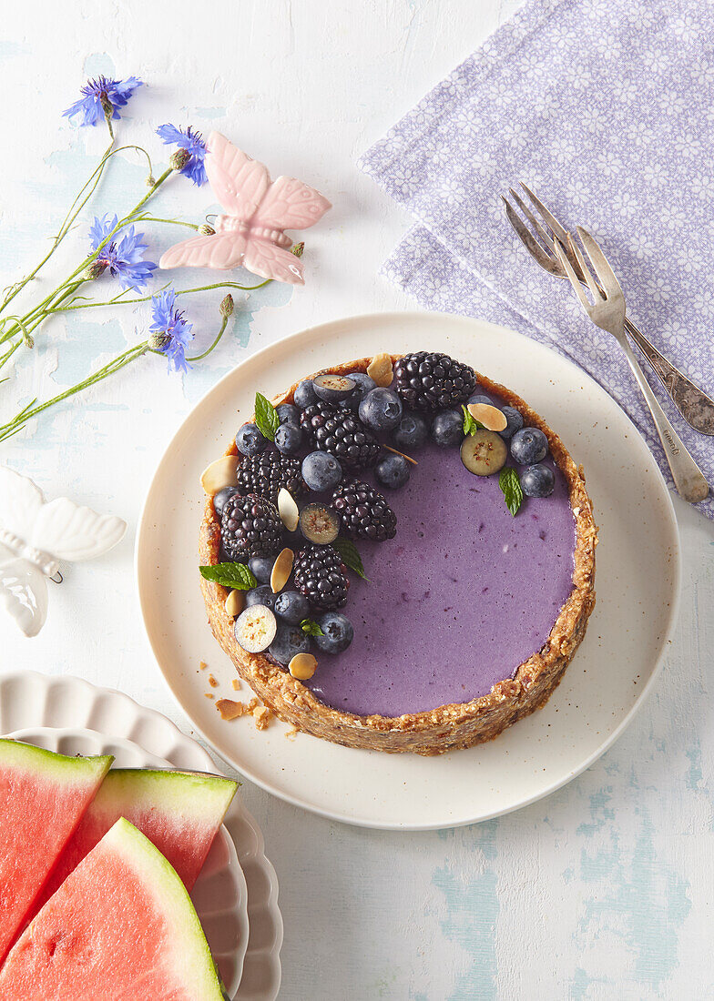 Heidelbeer-Brombeerkuchen ohne Backen