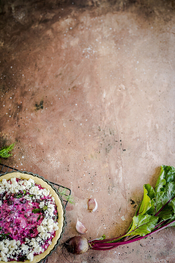 Quiche mit Rote-Bete und Feta-Käse