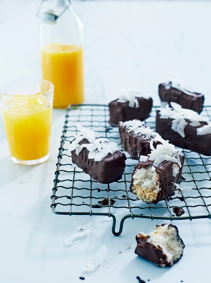 Chocolate coconut bar (raw) with orange water kefir