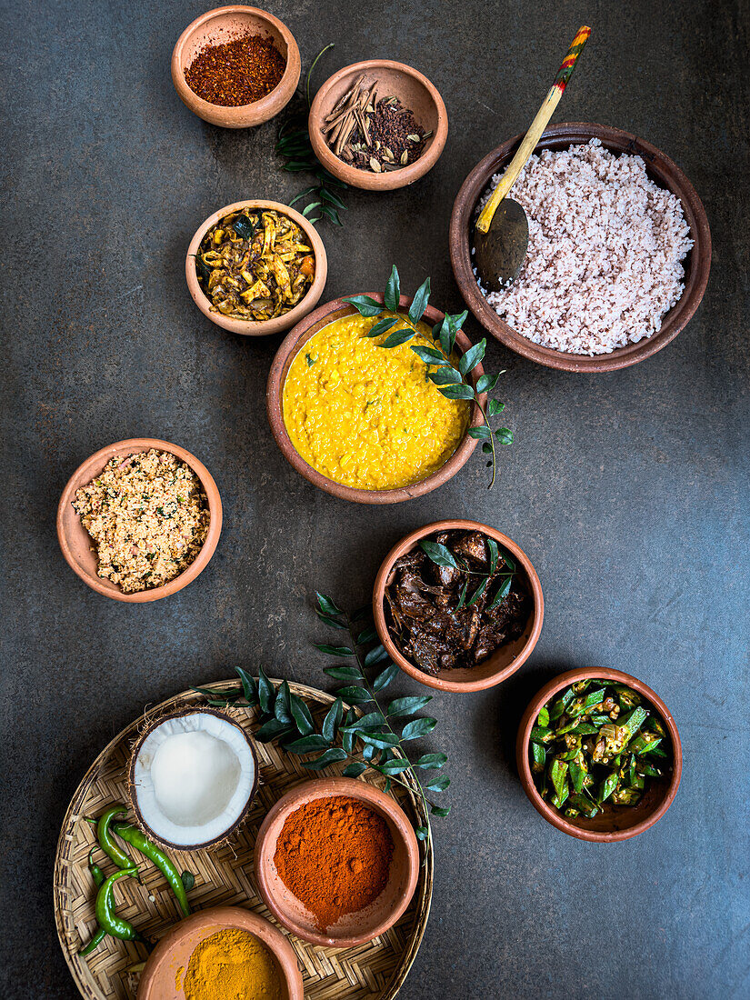 Various curries from Sri Lanka