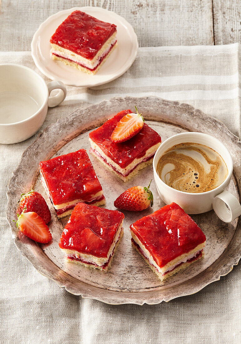 Strawberry and raspberry mascarpone slices