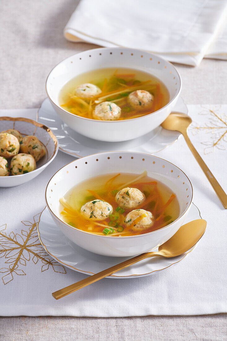 Soup with fish dumplings