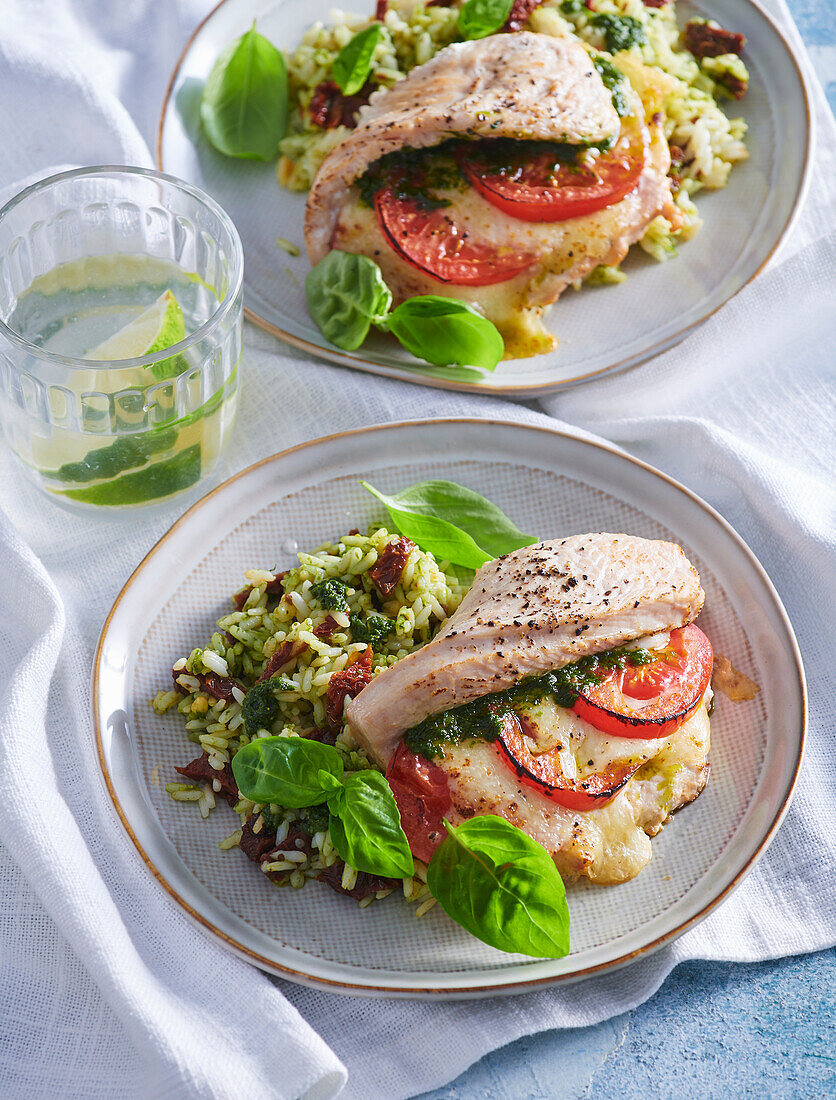 Caprese stuffed turkey breast